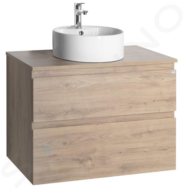Aqualine Altair - Skrinka s umývadlom, 871x618x450 mm, 2 zásuvky, biela/dub emporio AI390-01