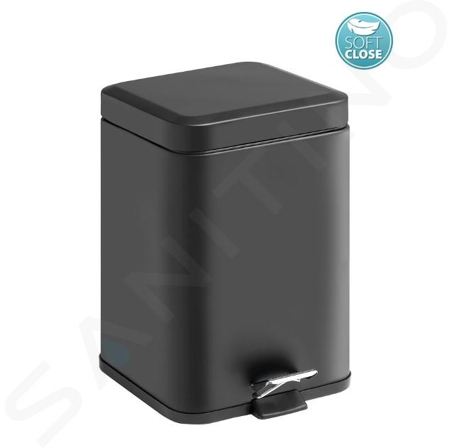 Sapho Accesorios de baño Gedy - Cubo de basura 5 l, Soft Close, negro mate 230914