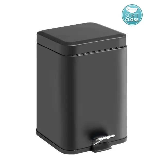 Sapho Gedy badkameraccessoires - Afvalemmer 5l, Soft Close, mat zwart 230914