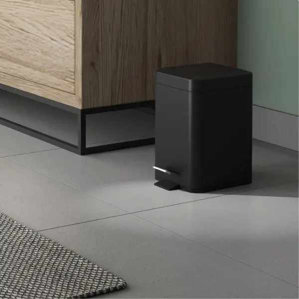 5five Mülleimer 3 Liter Mit Soft Close - Schwarz/Beige Canvas Design