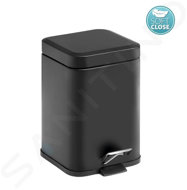 Sapho Accesorios de baño Gedy - Cubo de basura 3 l, Soft Close, negro mate 220914