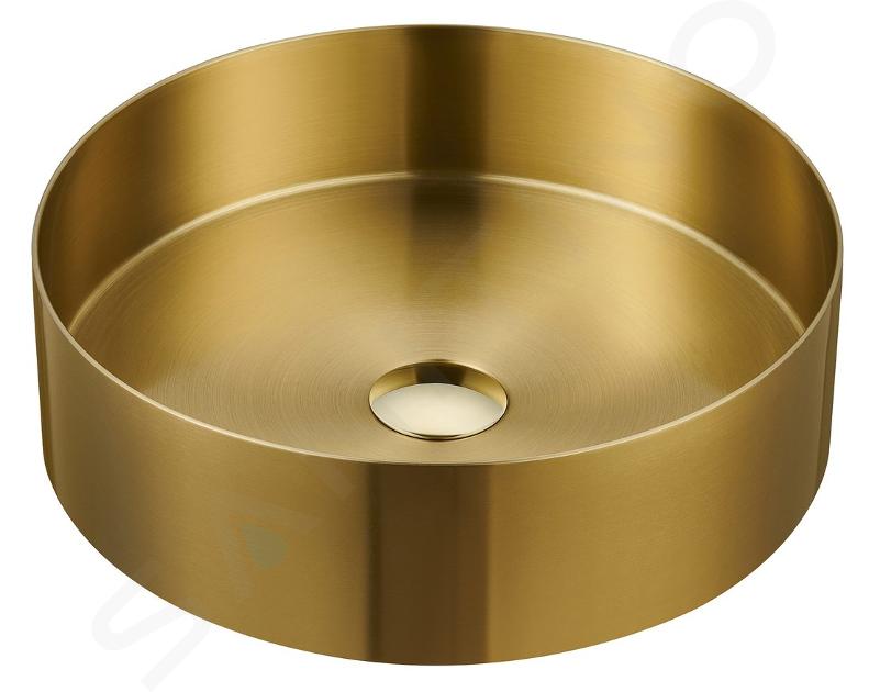 Sapho Aurum - Lavabo da appoggio, diametro 380 mm, senza troppopieno, color oro opaco AU201