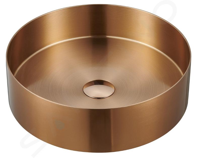 Sapho Aurum - Lavabo da appoggio, diametro 380 mm, senza troppopieno, color rame opaco AU301