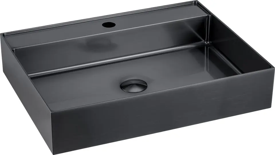 Sapho Aurum - Umywalka 55x42 cm, bez przelewu, z otworem na baterię, kolor antracyt AU102