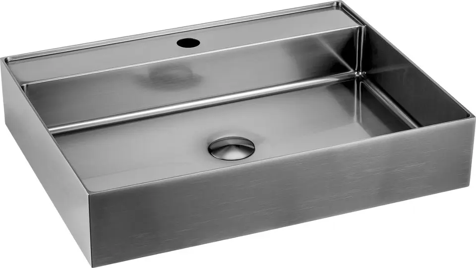 Sapho Aurum - Zlew 55x42 cm, bez przelewu, otwór na baterię, stal nierdzewna szczotkowana AU402