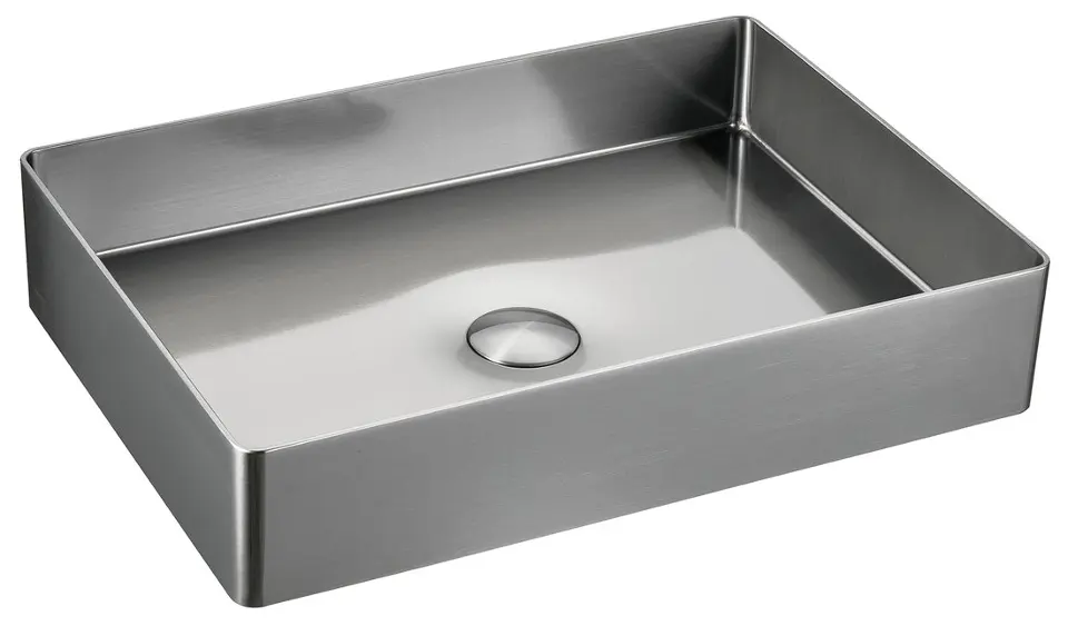 Sapho Aurum - Umywalka 50x35 cm, bez przelewu, stal nierdzewna szczotkowana AU403