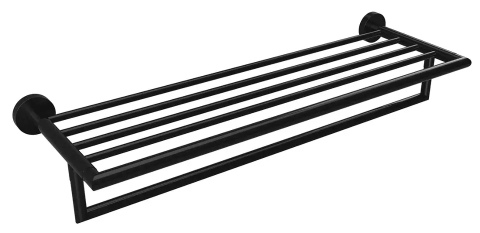 Sapho X-Round - Planchet met handdoekhouder, lengte 6 cm, zwart XR421B