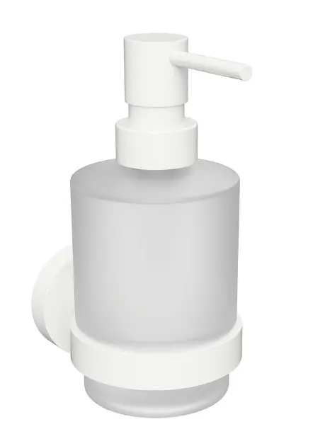 Sapho X-Round - Distributeur de savon avec support, verre dépoli / blanc XR103W