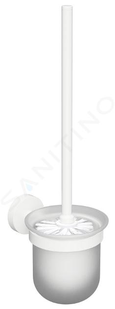 Sapho X-Round - Brosse de toilette murale avec support, verre dépoli/blanc XR303W