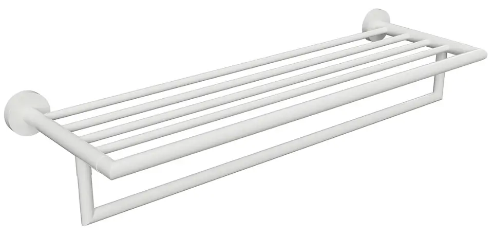 Levně Sapho X-Round - Polička s držákem ručníků, délka 55 cm, bílá XR421W