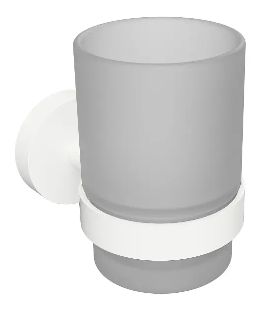 Sapho X-Round - Стъкло за четки и паста с държач, матирано стъкло/бяло XR903W