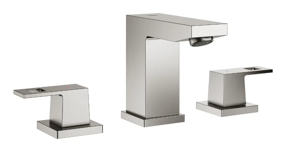 Grohe Eurocube - Waschtischarmatur mit Ablauf, 3-Loch-Montage, Supersteel 20351DC0