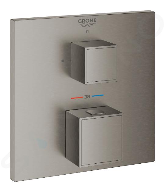 Grohe Grohtherm Cube - Miscelatore doccia termostatico ad incasso, Hard Graphite spazzolata 24153AL0