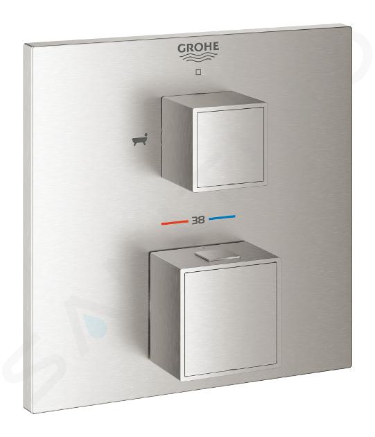 Grohe Grohtherm Cube - Mitigeur thermostatique encastré pour 2 sorties, supersteel 24155DC0