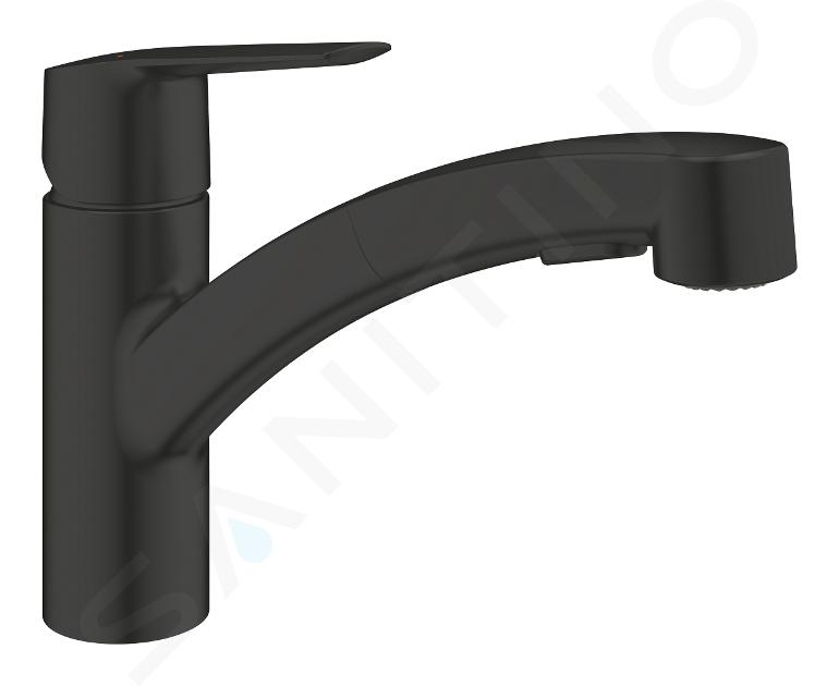 Grohe QuickFix Start - Grifo de fregadero con ducha extraíble, negro mate 303072431