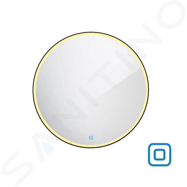 Nimco Zrcadla - Zrcadlo s LED osvětlením, průměr 80 cm, dotykový senzor, matná černá ZPC 28002RV-90