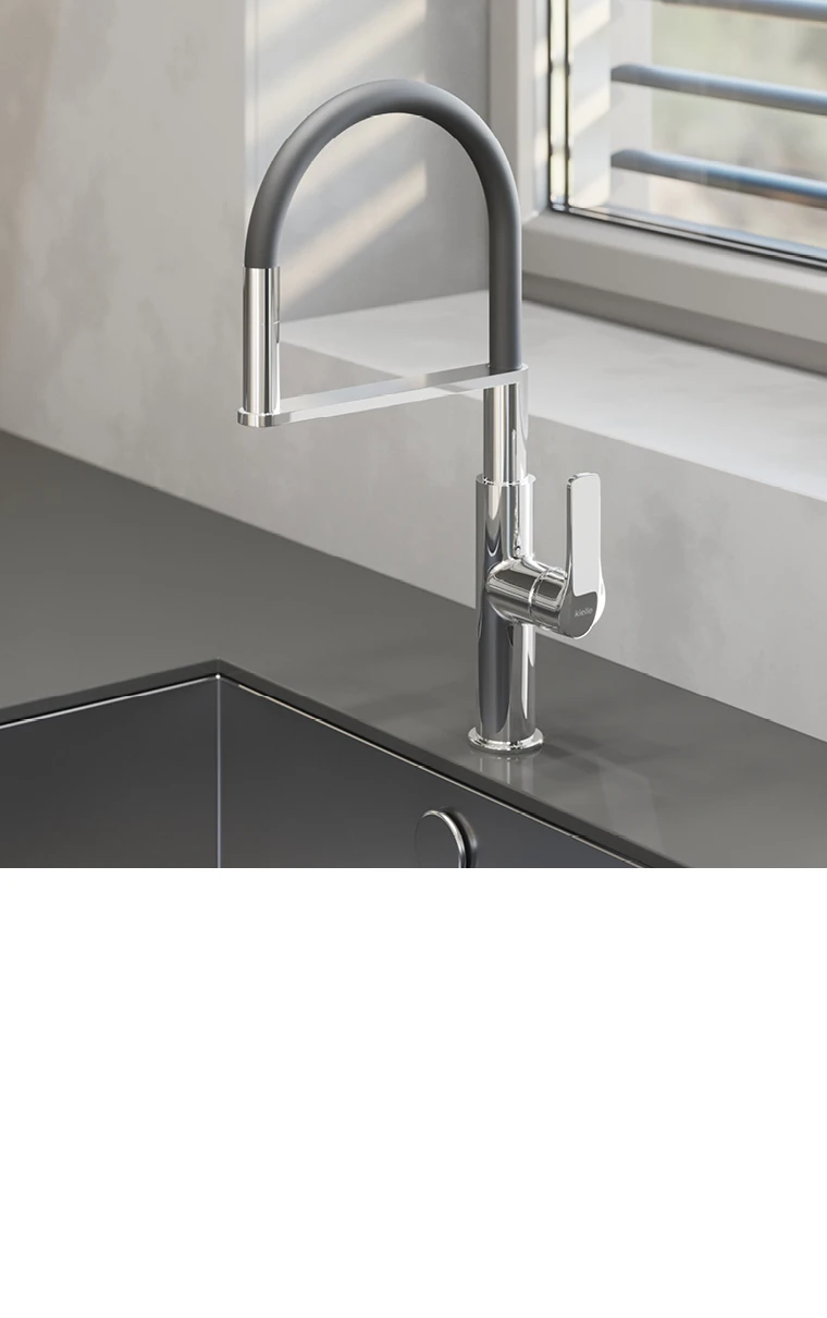 kielle Magnus - Spültischarmatur mit flexiblem Arm, Chrom/schwarz 10516110