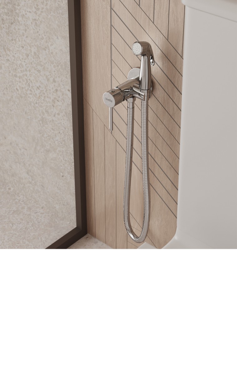 kielle Oudee - Set van inbouw mengkraan met bidetdouche, chroom 10402200