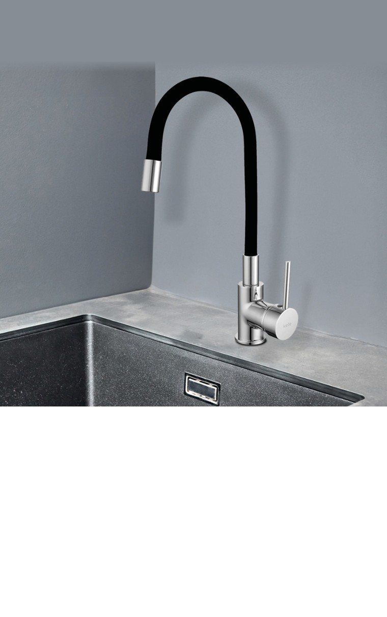 kielle Oudee - Spültischarmatur mit flexiblem Arm, Chrom/schwarz 10502100