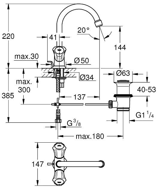 Grifo de lavabo Grohe Costa L