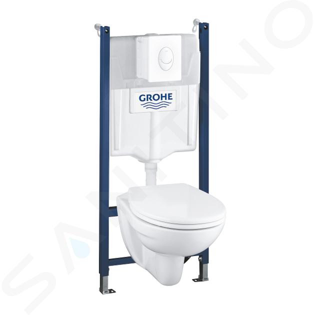 Grohe Solido - Set predstenovej inštalácie, klozetu Bau Ceramic a dosky softclose, tlačidlo Skate Air, alpská biela 39116000