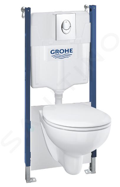 Grohe Solido - Voorwand montageset, Bau Ceramic toilet en softclose zitting, Start bedieningsplaat, chroom 39419000