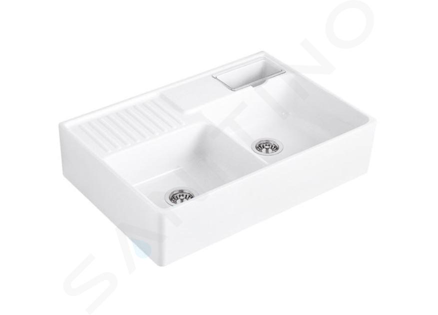 Villeroy & Boch Fregaderos - Fregadero de cerámica 90x63cm, CeramicPlus, Stone White 632391RW