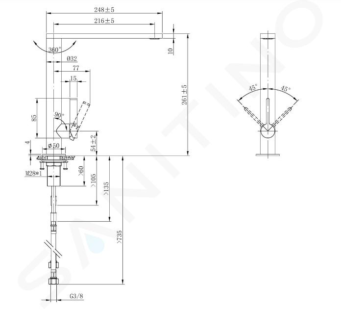 VILLEROY & BOCH Mitigeur design Finera inox doré 92700003