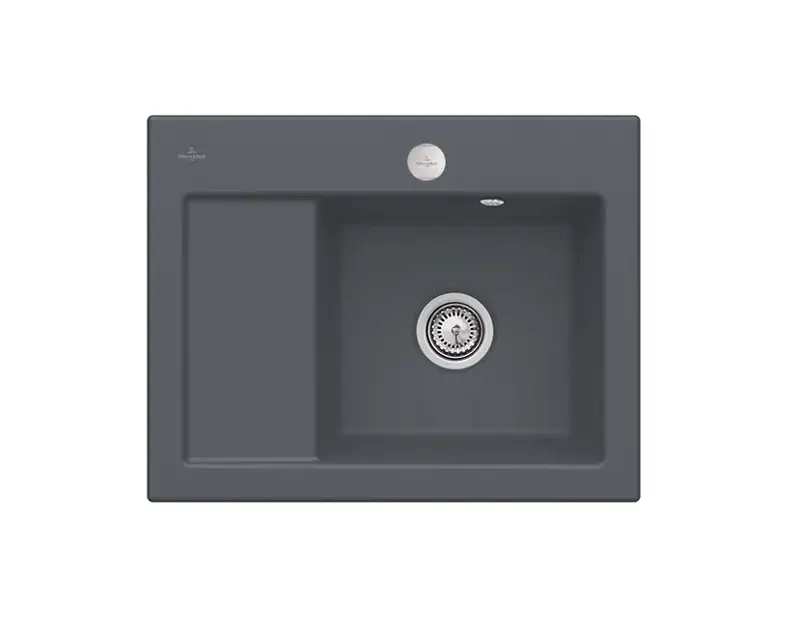 Villeroy & Boch Subway 45 - Keramický dřez 65x51 cm, excentrické ovládání, CeramicPlus, grafit 331302I4