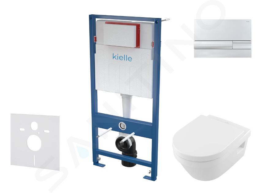 kielle Genesis - Set con modulo di installazione, vaso WC Architectura e copriwater softclose, placca di comando Gemini I, cromo lucido SANI11AK1100