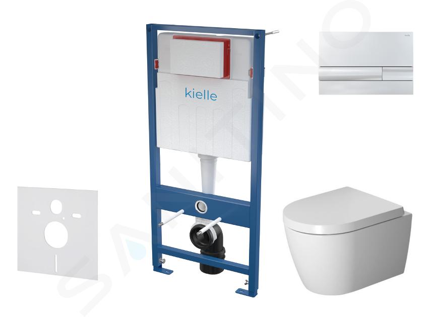 kielle Genesis - Voorwand montageset, ME by Starck toilet en softclose toiletbril, Gemini I bedieningspaneel, glanzend chroom SANI11AP1100