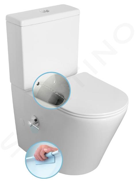 Sapho Keramiek - Staand toilet met bidetdouche, Rimless, wit PC1012RX