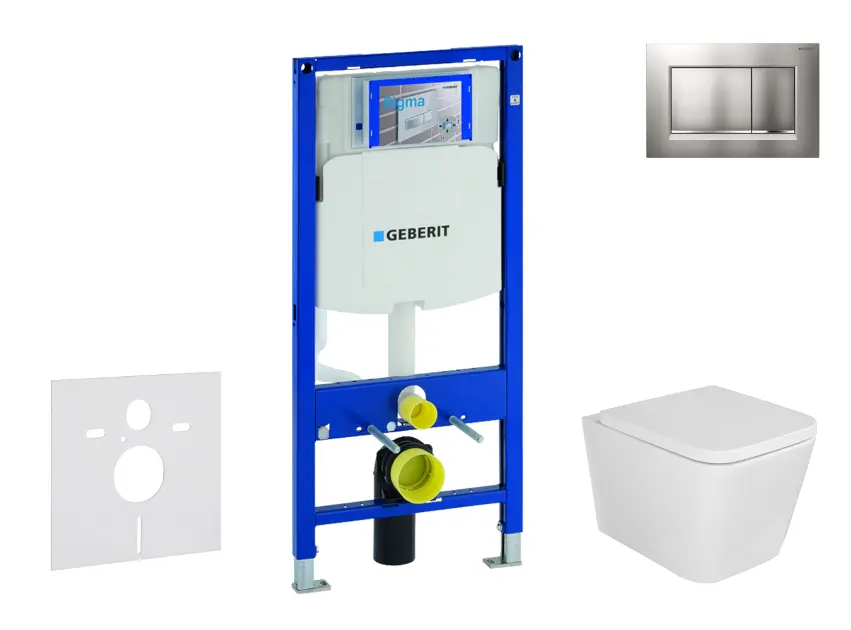 Geberit Duofix - Zestaw do montażu podtynkowego, toaleta Arkas i deska wolnoopadająca, przycisk Sigma30, lakierowany chrom mat/chrom SANI11CA1113