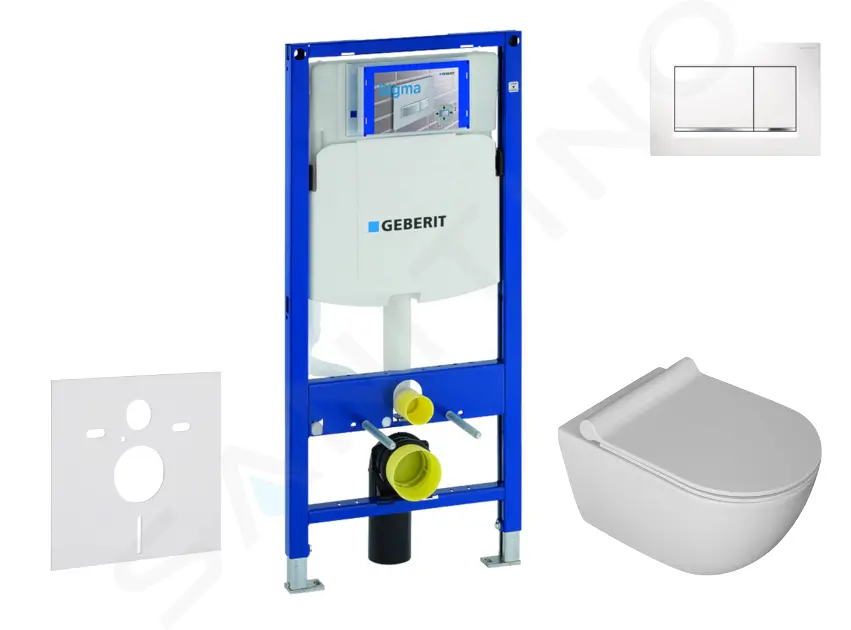 Geberit Duofix - Set předstěnové instalace, klozetu Gaia a sedátka softclose, tlačítko Sigma30, bílá/chrom SANI11CA3106