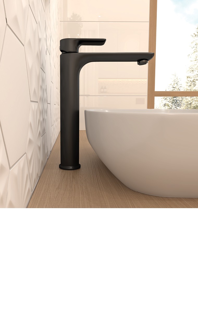 kielle Vega - Grifo de cuenco de lavabo, negro mate 10118114