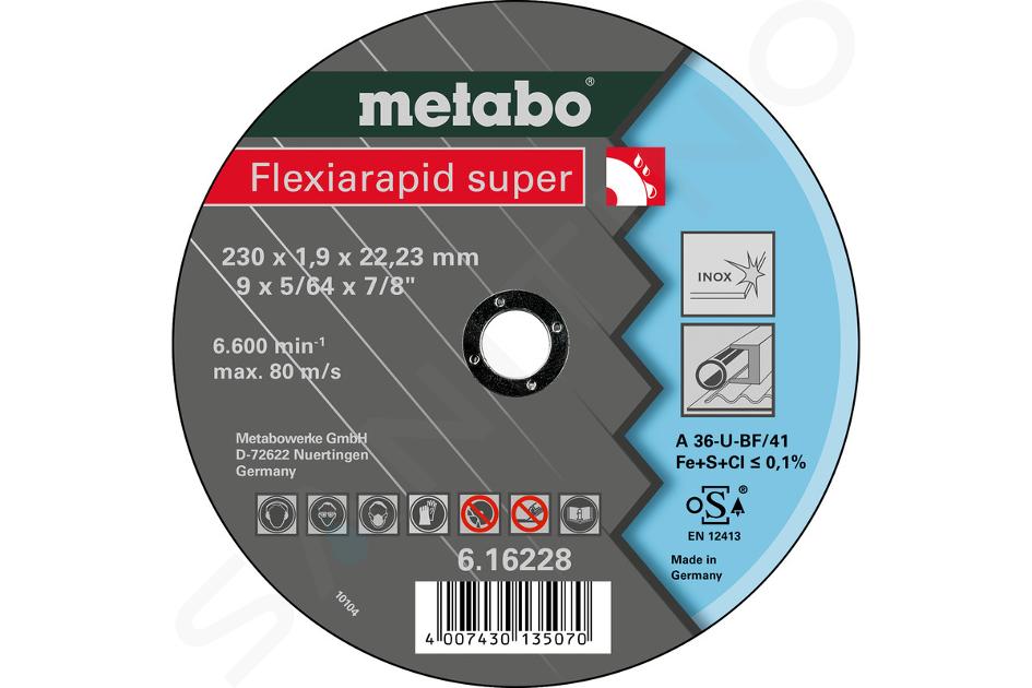 Metabo Accesorios - Hoja de corte para acero inoxidable Flexarapid Super 230 x 1,9 x 22,23 mm 616228000