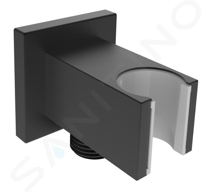 kielle Accesorios - Codo de pared con soporte, negro mate 20901014