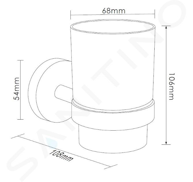 kielle Oudee - Vaso para cepillo de dientes y pasta dentífrica con soporte,  cristal mate/cromo 40002010