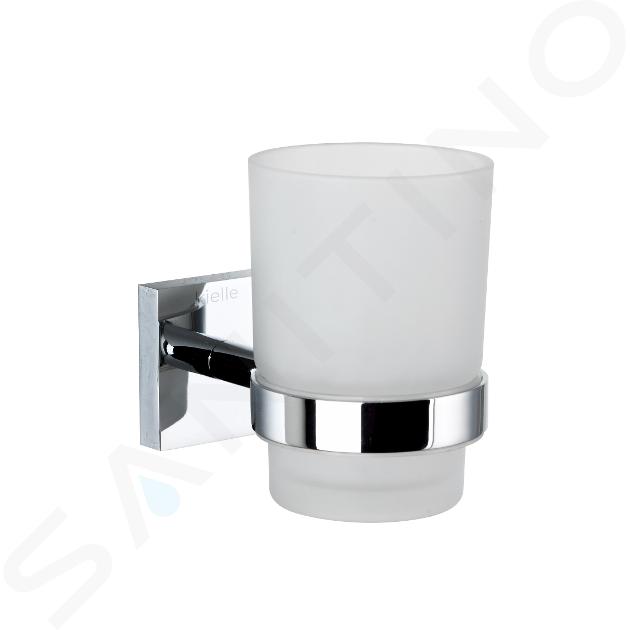 kielle Harmonia - Vaso para cepillo de dientes y pasta dentífrica con soporte, cristal mate/cromo 40023000