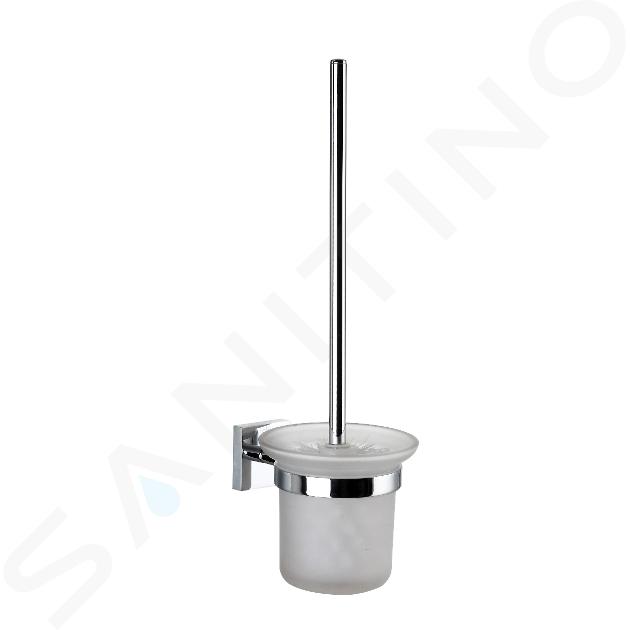 kielle Harmonia - Wall mounted toilet brush and holder, frosted  glass/chrome 40523000