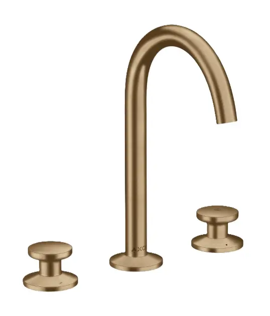 Levně Axor One - Umyvadlová baterie s výpustí Push-Open, 3-otvorová instalace, EcoSmart, kartáčovaný bronz 48070140