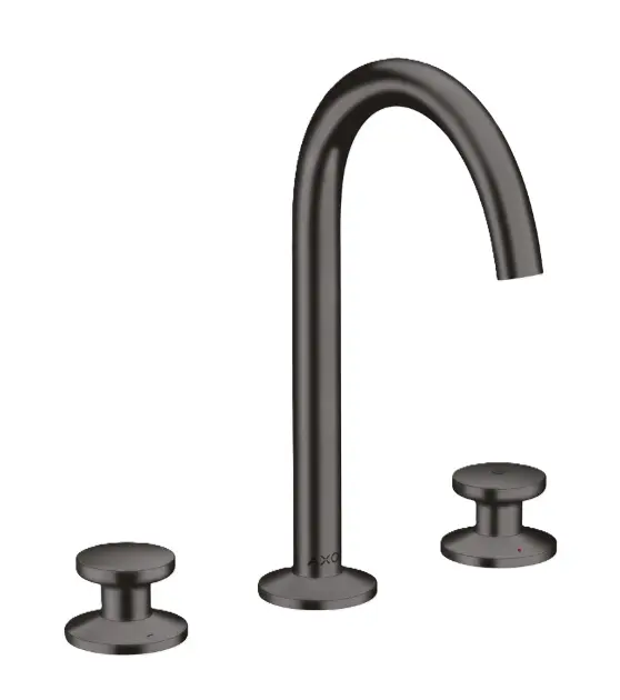 Levně Axor One - Umyvadlová baterie s výpustí Push-Open, 3-otvorová instalace, EcoSmart, kartáčovaný černý chrom 48070340