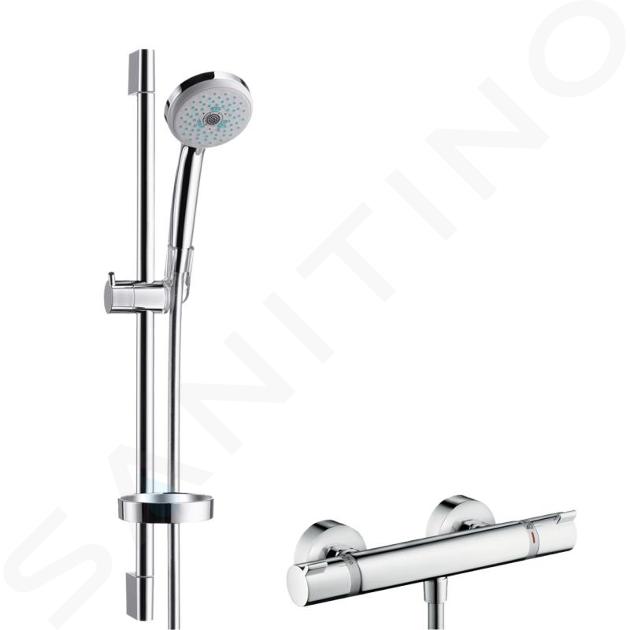 Hansgrohe Croma 100 - Conjunto de alcachofa de ducha, 4 chorros, soporte y  manguera 1,60 m, cromo 27594000