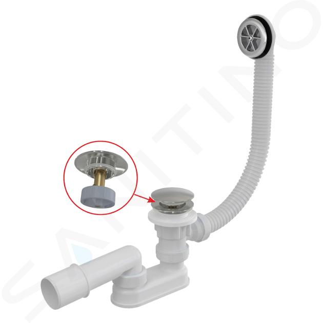 Alcadrain Sistemi di scarico - Set di scarico e troppopieno per vasca da bagno, lunghezza 100 cm, ClickClack, metallo A505CKM-100