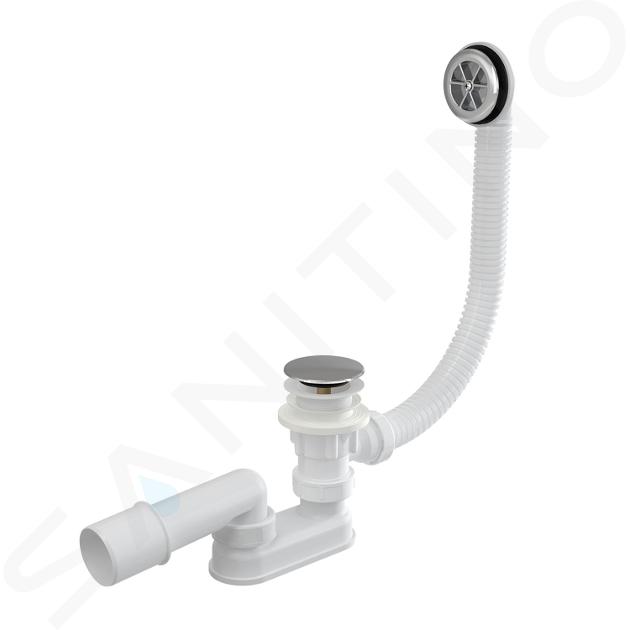 Alcadrain Sistemi di scarico - Set di scarico e troppopieno per vasca da bagno, lunghezza 57 cm, ClickClack, cromo A505CRM