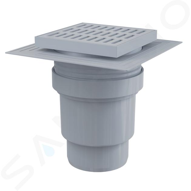 Alcadrain Canale de scurgere - Canal de scurgere pentru podea, drept 15x15 cm, guler de nivel 2 de izolare, opritor de miros de apă, din plastic APV11