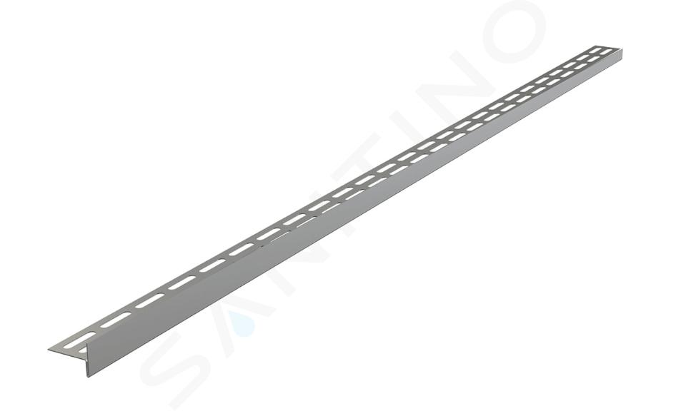 Alcadrain Canaletas de desagüe - Carril de nivelación de suelo 1200 mm, izquierda, altura del dobladillo 14 mm, estera de acero inoxidable APZ903M/1200