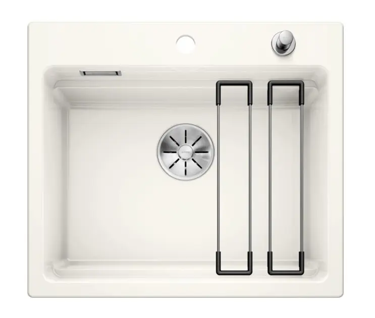 Blanco Etagon 6 - Chiuvetă ceramică, 58x51 cm, cu control scurgere și accesorii, In Fino, alb 525156