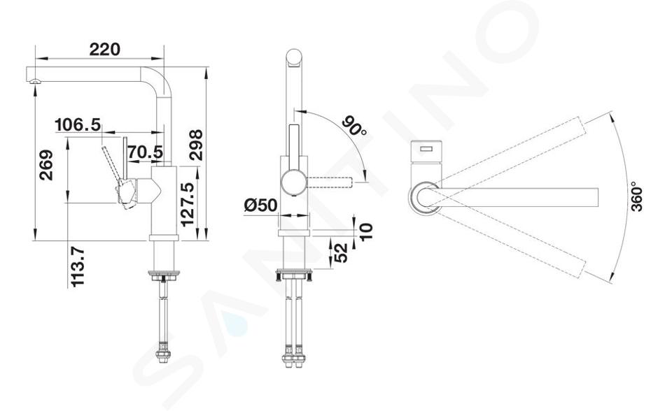 Blanco Lanora F - Grifo para fregadero, plegable bajo la ventana, acero inoxidable cepillado 526181