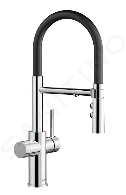 Blanco Catris S - Mitigeur d’évier avec fonction filtrante et bras flexible, chrome/noir 526705